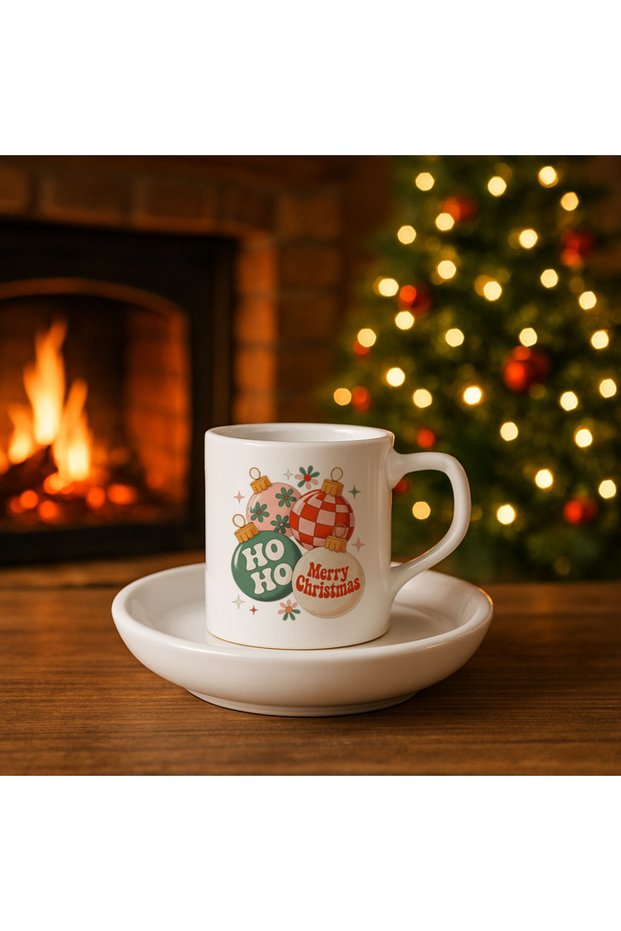 New Year Ornament Printed New Year Christmas Themed Turkish Coffee Cup