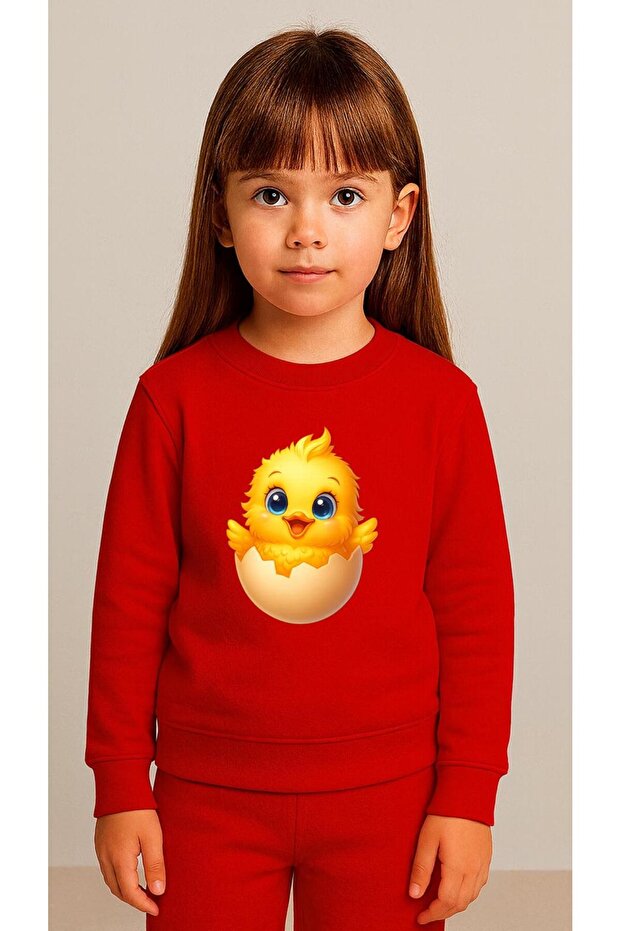 Children's Suit Sweatshirt Baby Chick Ba Printed Iz Boy's Crew Neck3 4-5-6-7-8-9-10-11-12Years