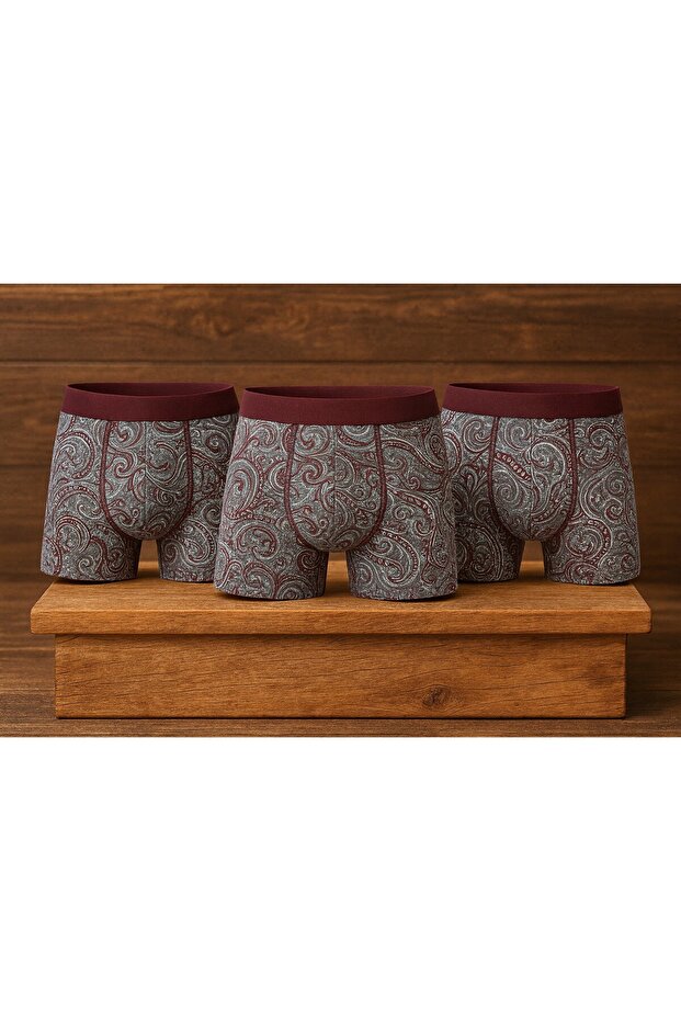 Modal Men's Shawl Patterned 3 Pieces Boxer Thc04Lv16Lk
