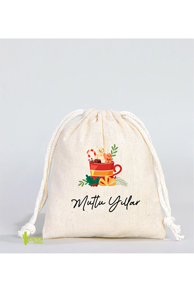 15X20 cm Cotton Christmas New Year B Printed Pouch 3 Pieces