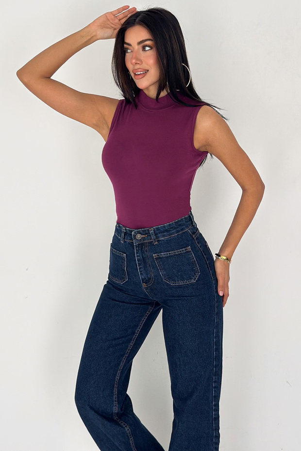 Kadın Kolsuz Boğazlı Basic Body – Sleek Core - 3