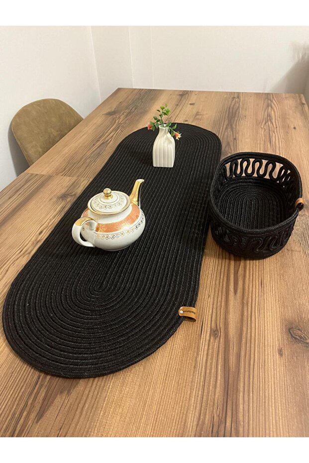 Runner Basket Set, Jute, Wicker, American Service, Cutlery Set, Plate Coaster, Presentation, Bread Basket