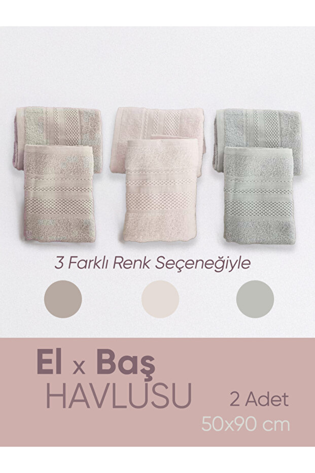 Cotton Towel 2 Pieces Hand Face Head Towel