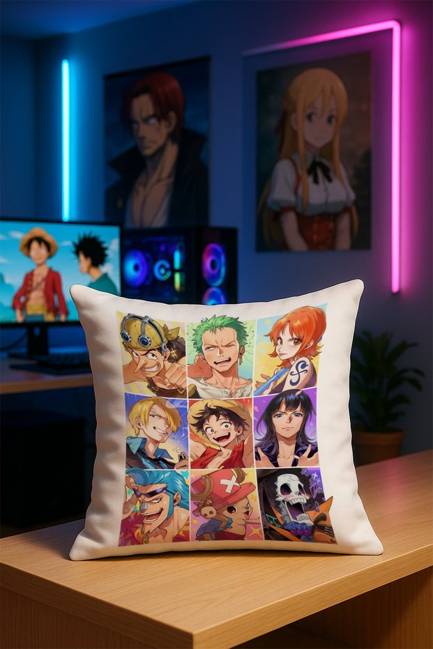 One Piece Anime Character Printed Throw Pillow Case Soft Fabric Double-Sided Digital Printing 43X43 Single