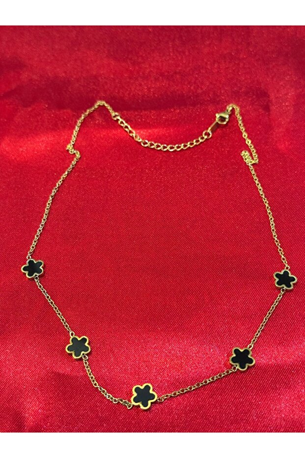 ÇELİK SİYAH YONCA KOLYE - 2