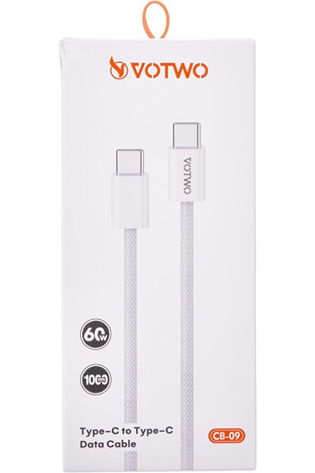 60W Type-C to Type-C Braided Cable, White