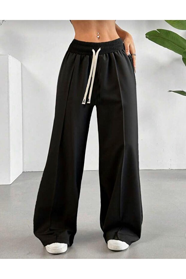 Sweatpants Wide-Leg Casual Wear Drawstring