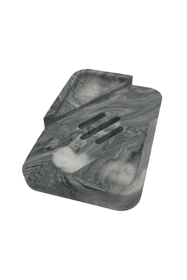 حامل صابون مستطيل الشكل منقوش برخام مع فتحات - 5