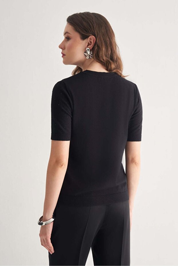 Taş Detaylı Triko Bluz - 4