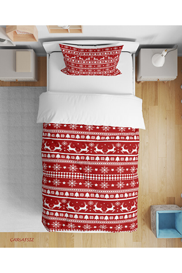 New Year Christmas Themed 3D Digital Printed Single Person Duvet Cover Set Without Sheets Sleeping Set