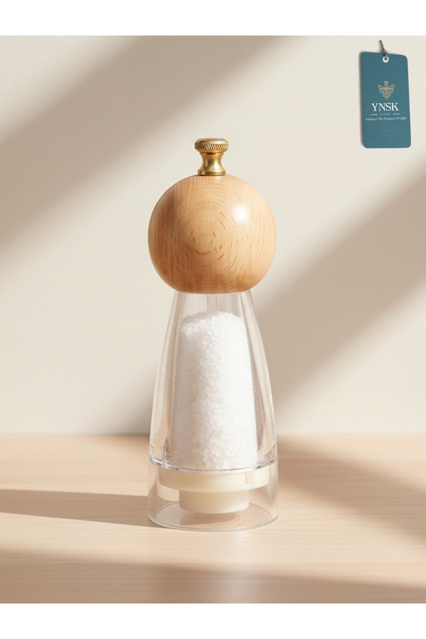Luxury | Bamboox | Acrylic Salt and Pepper Grinder Spice Grinder Transparent with Luxury Gold Detail