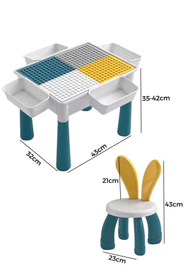 Building Blocks Set 189Pcs Big Stacking Blocks Block Table with Chair Kids Activity Table - 2