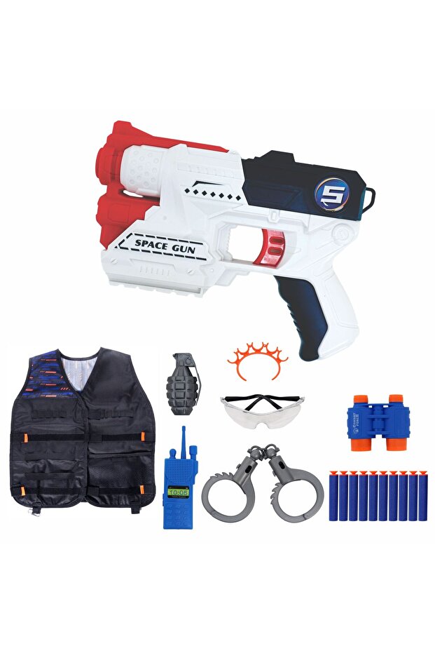 Power Shoot Soft Foam Bullet Gun Set with Vest, Handcuffs, Walkie Talkie & Accessories