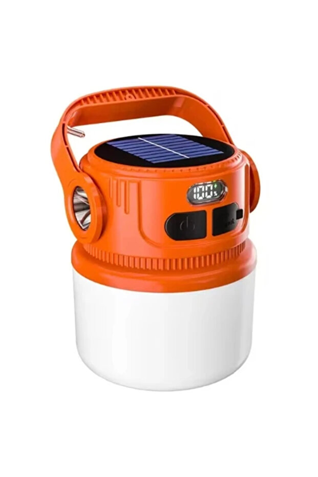 JSQ1 مصباح يدوي LED برتقالي محمول للتخييم قابل لإعادة الشحن يعمل بالطاقة الشمسية ومصباح LED للتخييم وماء