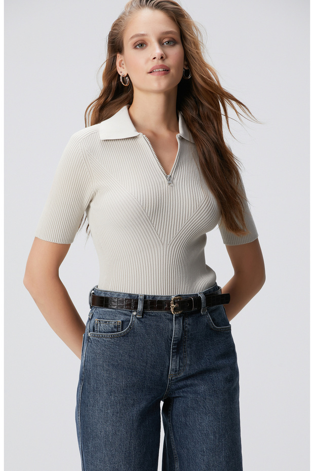 N-Tech Taş Polo Yaka Triko Kazak - 4