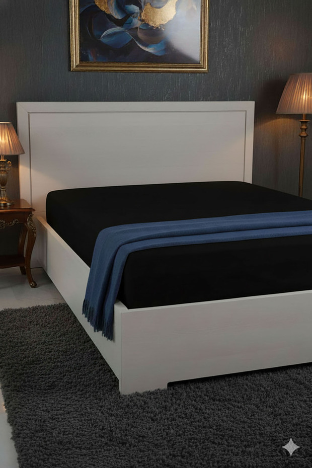 100% Cotton Ranforce Premium King Size Fitted Sheet - Black