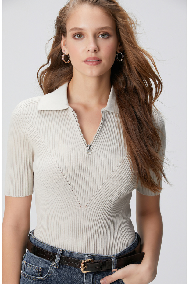 N-Tech Taş Polo Yaka Triko Kazak - 1