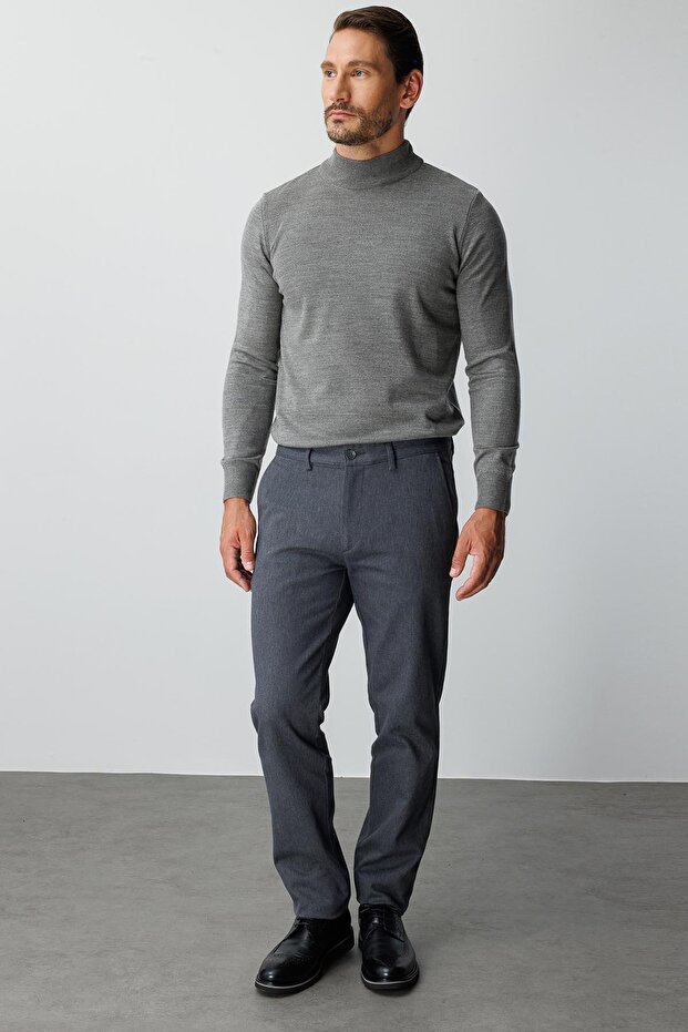 Men's Smoked Cotton Regular Fit Trousers – Comfortable Fit for Everyday Wear