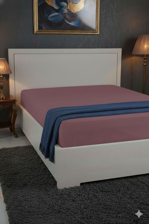 100% Cotton Ranforce Premium King Size Fitted Sheet - Dusty Rose