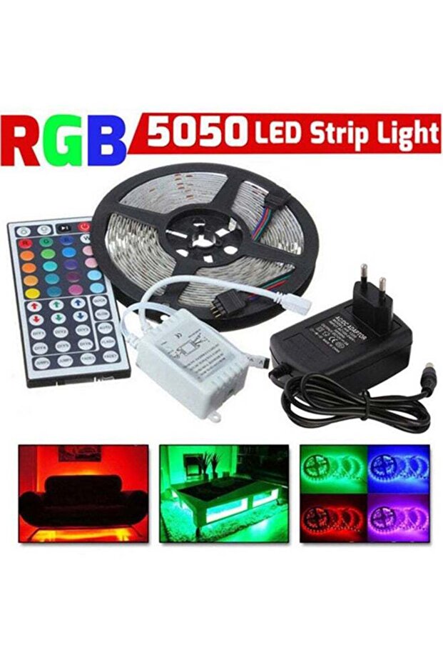 شريط إضاءة LED مع جهاز تحكم عن بعد متعدد الألوان - 1