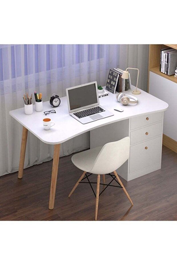 Modern Multi-Functional Home Desk for Computer, Gaming, Writing and Studying, White - 6