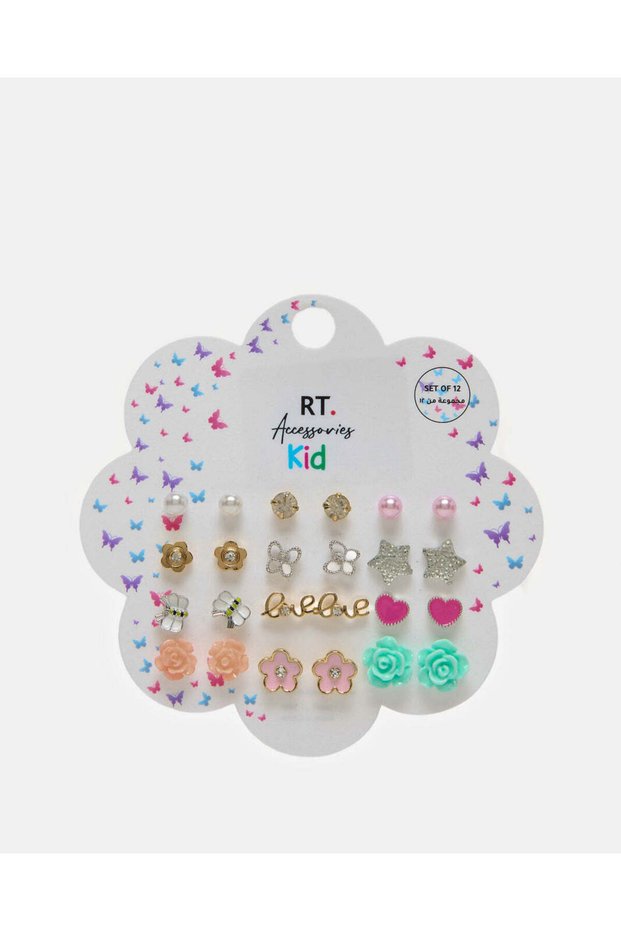 Girls Assorted Earring Studs (12 Pairs)