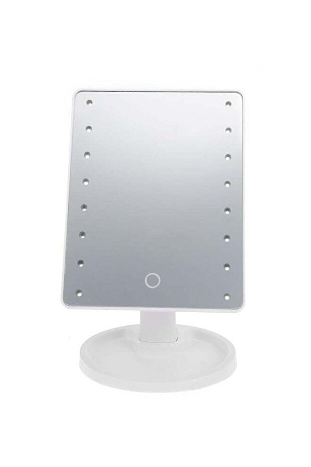 مرآة مكياج تعمل باللمس LED تدور 360 درجة باللون الأبيض - 1