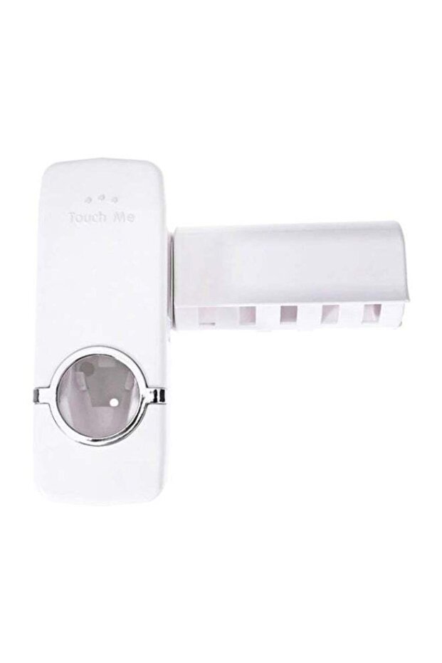 مجموعة حامل فرشاة الأسنان وموزع معجون الأسنان الأوتوماتيكي باللون الأبيض - 1