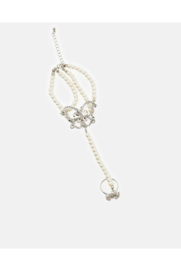 Girls White And Silver Embellished Bracelet