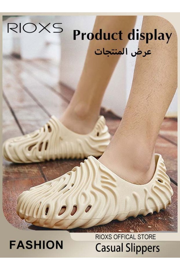 Men's Summer Casual Holey Shoes Soft Beach Slippers Non-Slip Foam Runners Comfort Outdoor Indoor San