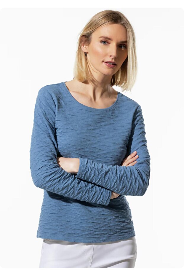 Walbusch 43-5865/886.882 Embosed 0 Neck Long Sleeve Tsh