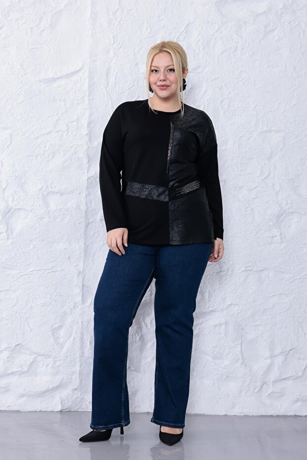 بلوزة جلدية كبيرة الحجم - 2