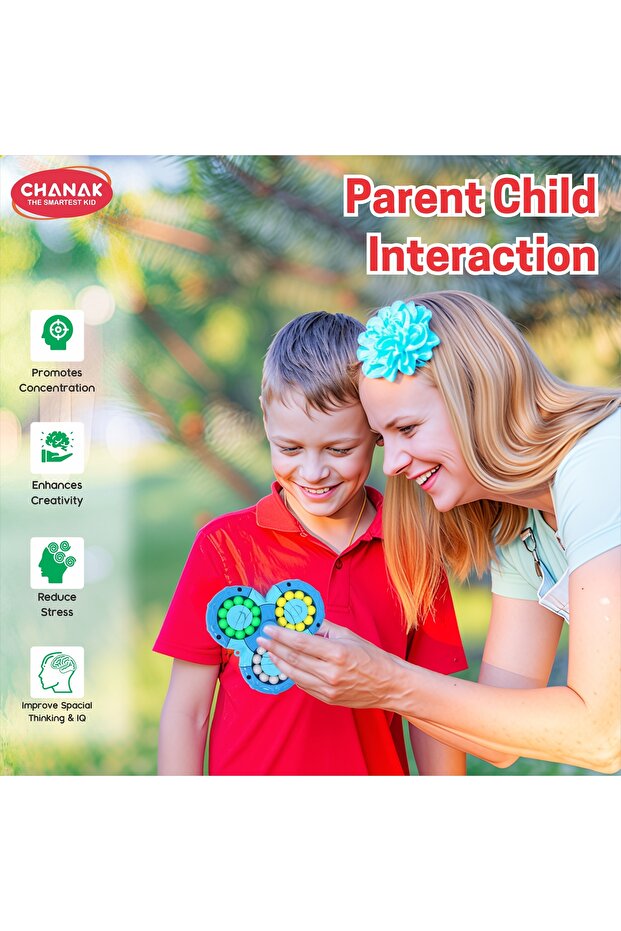 Spinny Twist Magic Bean Cube Fidget Spinner Toy Rotating Double Sided (Color As Per Availability) - 8