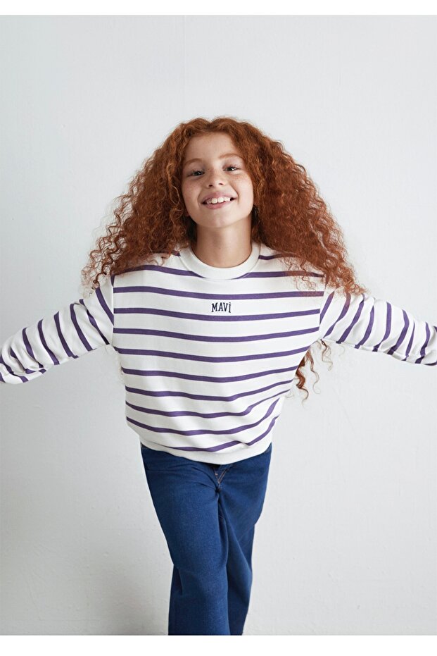 Logo Printed Loose Fit (Loose Fit) Girls' Sweatshirt
