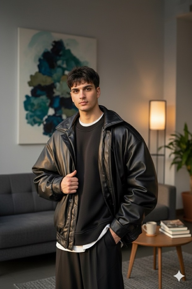 سترة من الجلد الصناعي - 2