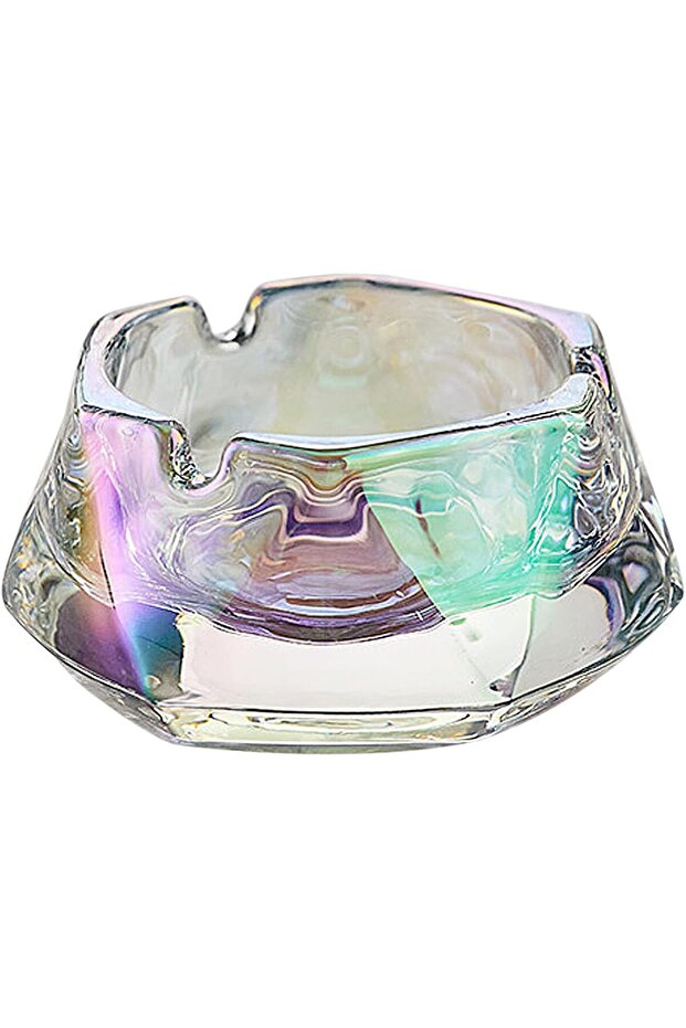 Mairuker Crystal Diamond Glass Ashtray - Multicolor, Small