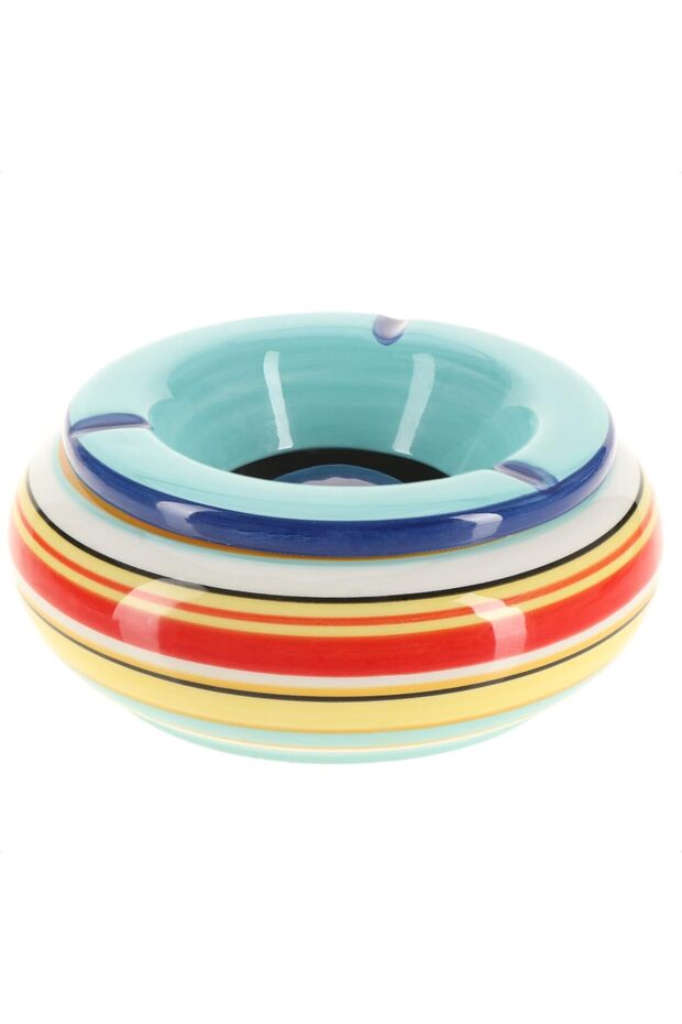 XL Wind Ashtray, Dolomite Ceramic Windproof Ashtray with Lid (19.5 cm, Blue)