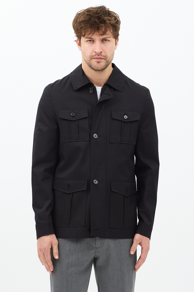 Fred Men's Black Italian Cut S Slim Fit Spring-Autumn Trench-Coat-Jacket