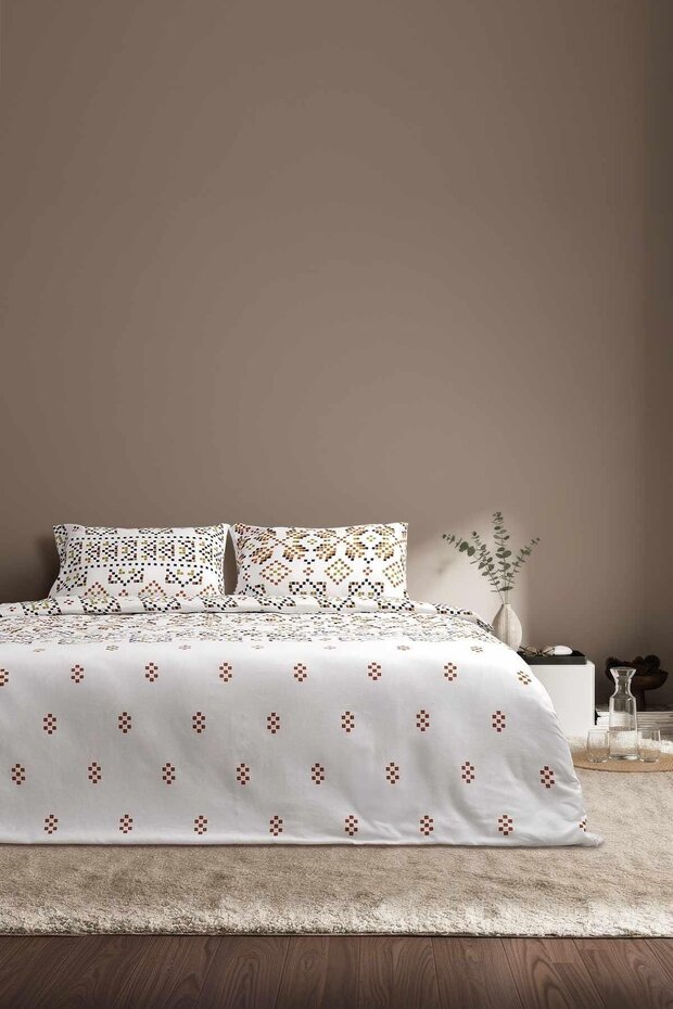Cotton Collection Winter Flannel Double Duvet Cover Set Boho Pearl