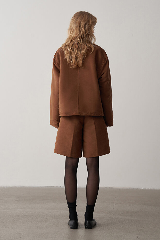 Taba Süet Oversize Ceket - 6