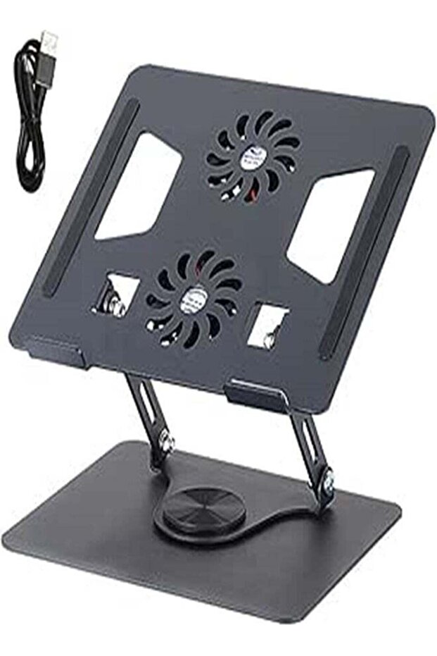 Laptop Stand with Dual Cooling Fan, 360° Rotating Aluminum Alloy Computer Riser