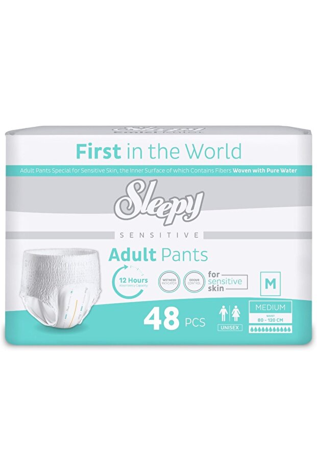 Sensitive Adult Pants, Medium (80–120 cm), 48 Count