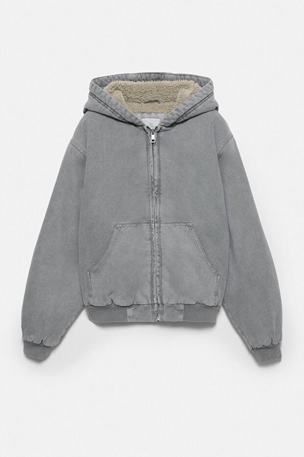 Suni yünlü iç astarlı kapüşonlu ceket - 7