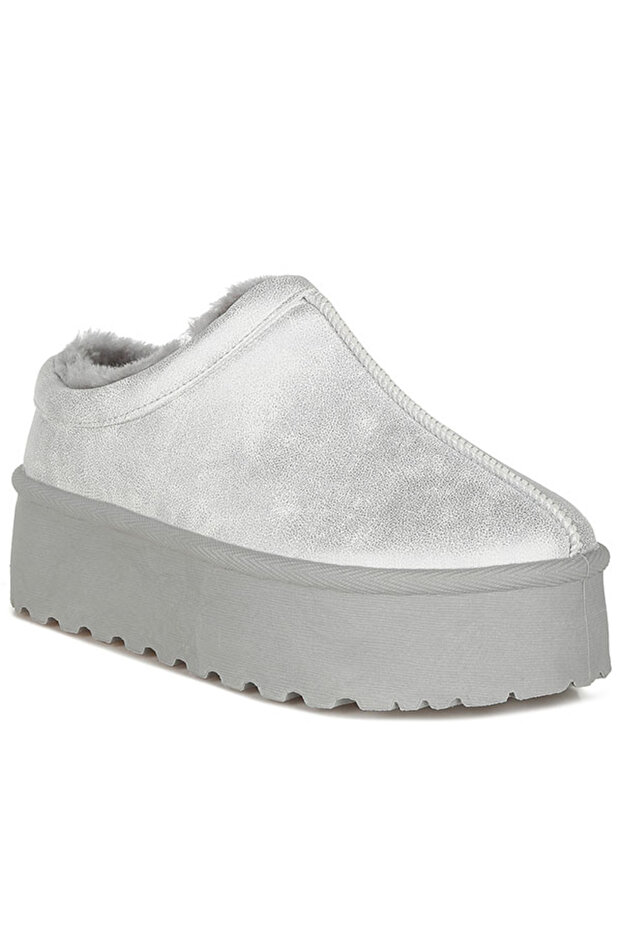 Women Faux Leather Platform Classic Slip-On in Silver