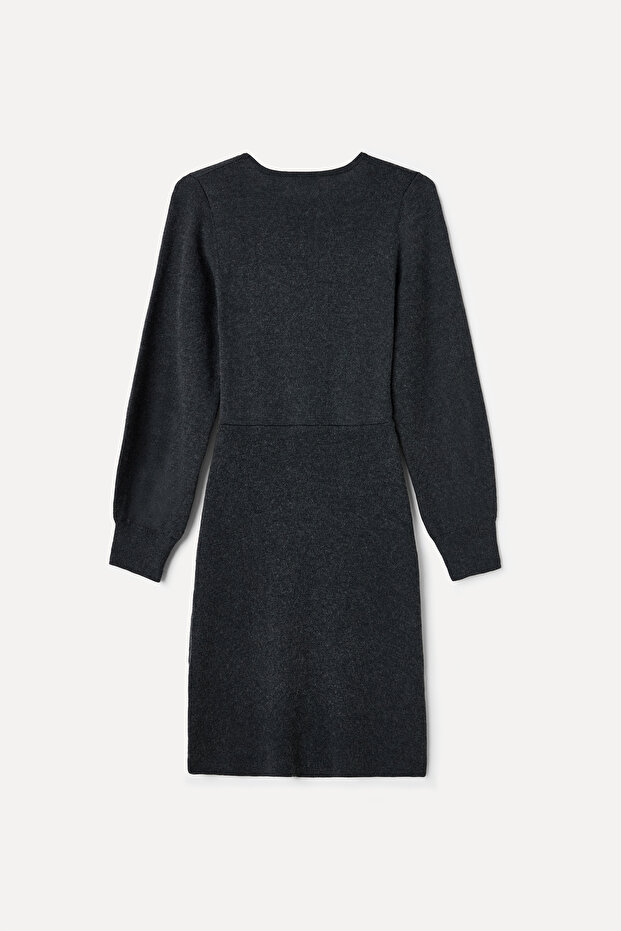 ANVELOP YAKA TRİKO MİNİ ELBİSE - 6