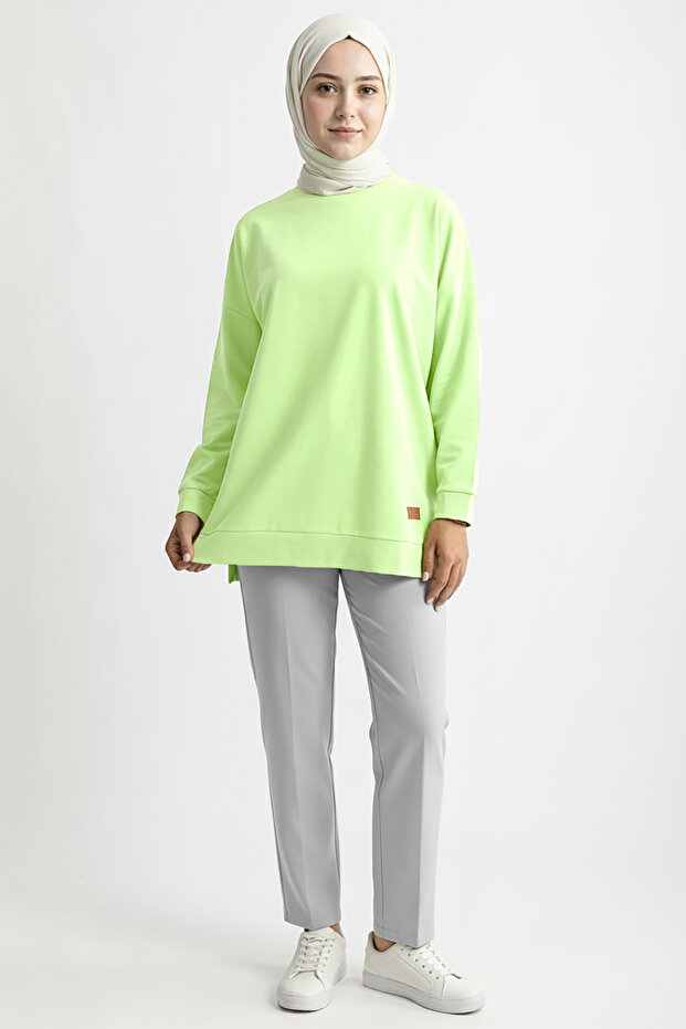 A5415 -2 Thread Thin Comfortable, Basic Plain Women's Long Sweatshirt