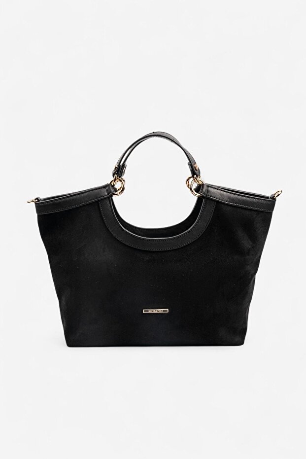 Black - Black Suede Women's Handbag Sp1189