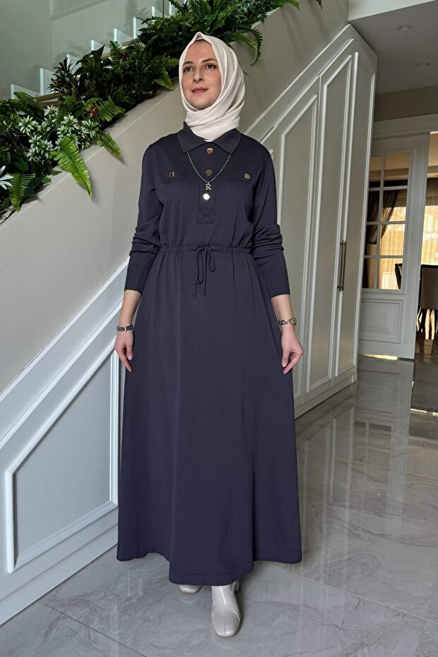 Hazan Triko Elbise Antrasit - 3