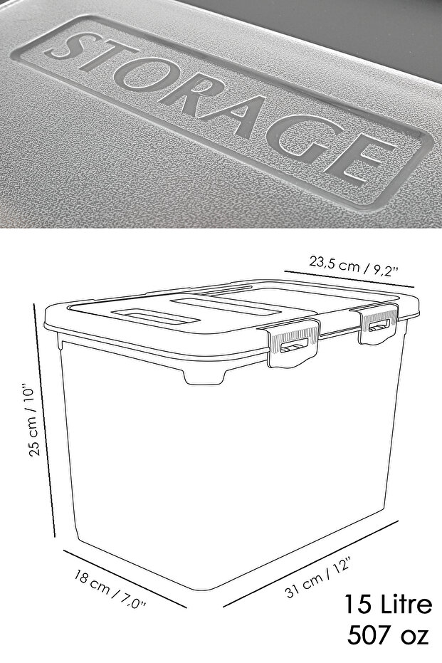 15 Lt Sliding Lid Grain Storage Container - Sliding Locking Lid Sugar Flour Container Food Storage Container Gray - 6