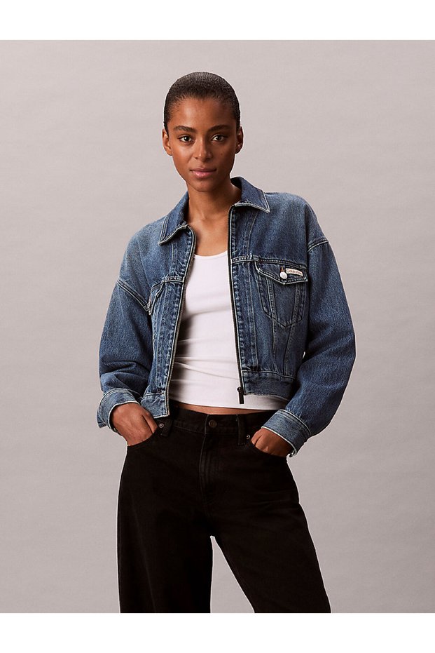 Kadın Denim Cropped Ceket